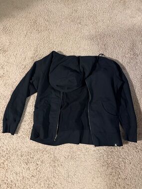 American Giant Black Hooded Zip Sweatshirt with Red Logo